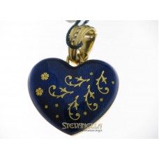 FABERGE' pendente cuore oro giallo 18kt smalto blue e diamanti referenza F-1099